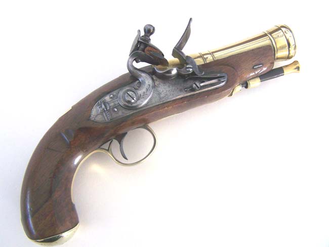 A Rare Pair of English Flintlock brass barreled Blunderbuss Pistols circa 1800 — image 3